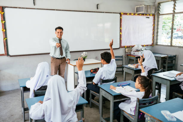 Elementary muslim pupils in primary school in South East Asia